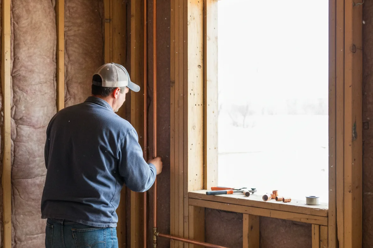 Licensed plumber running new copper supply lines in a Sherrodsville home