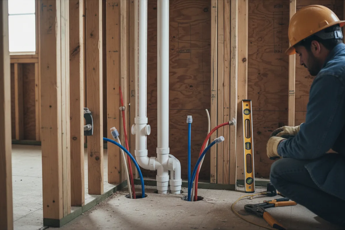 Drain and supply rough-in during Drain Cleaning in Sherrodsville