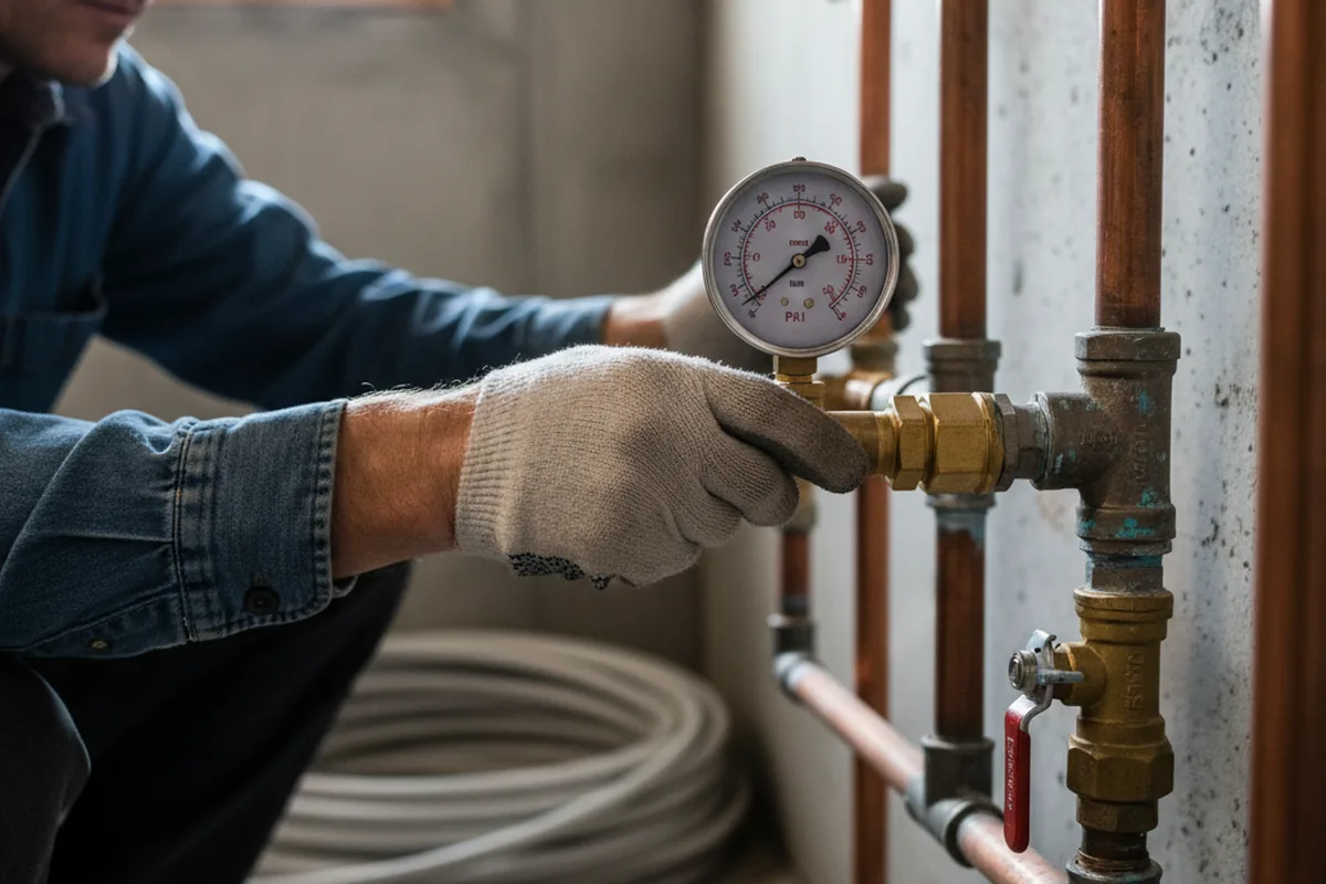 Pressure testing a repaired line during Water Line Repair in Sherrodsville